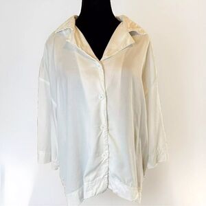 The Lullaby Club Shirt White M Lounge Top Cool Lyocell Button Front Comfort Pjs